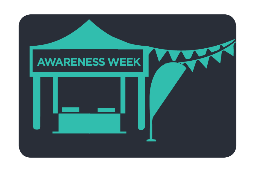 Awareness weeks image with a health stall