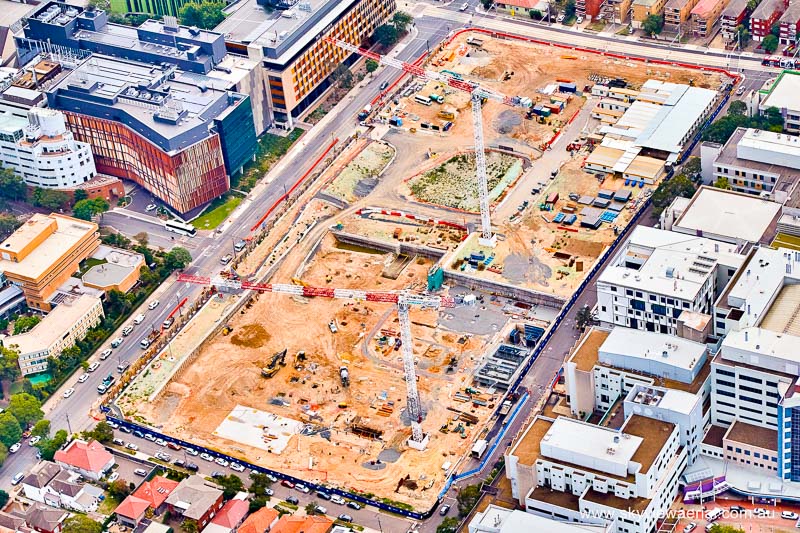 Birds eye view of the building site 