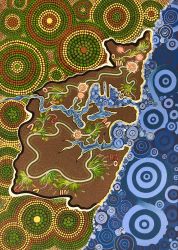The artwork, South Eastern Boundaries, by Brenden Broadbent. Commissioned by  SESLHD District Mental Health Service. 