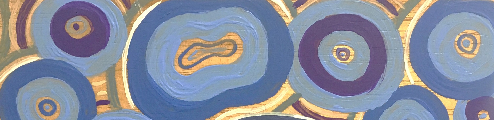 Blue and yellow Aboriginal artwork showing linking circles 