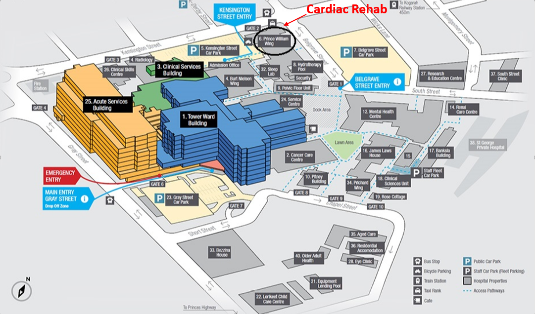 Cardiac Rehabilitation location on SGH Campus Map